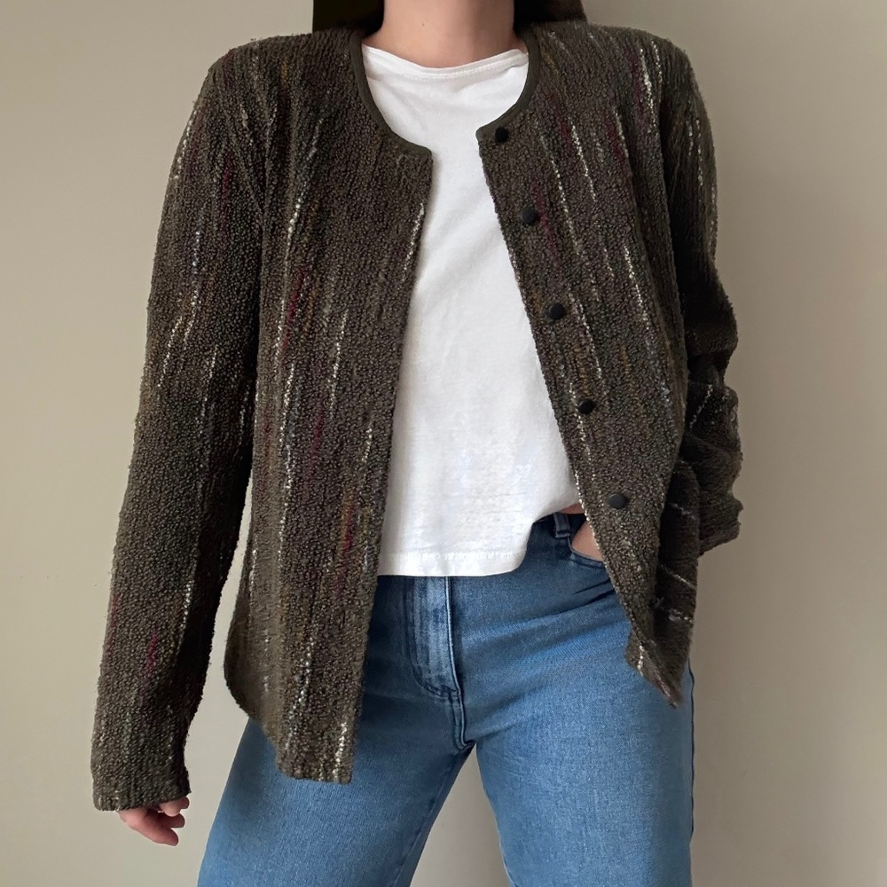 Vintage Boucle Button-Up Cardigan